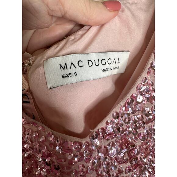 Mac Duggal NWT Short Cocktail Sequin Slip Mini Dress in Rose Pink Size 8 - Picture 6 of 8